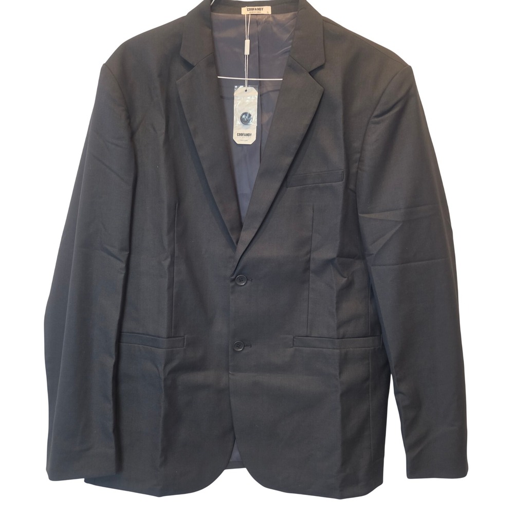 Coofandy Blazer Mens XL Black Two Button Slim Fit Formal Business Modern NWT